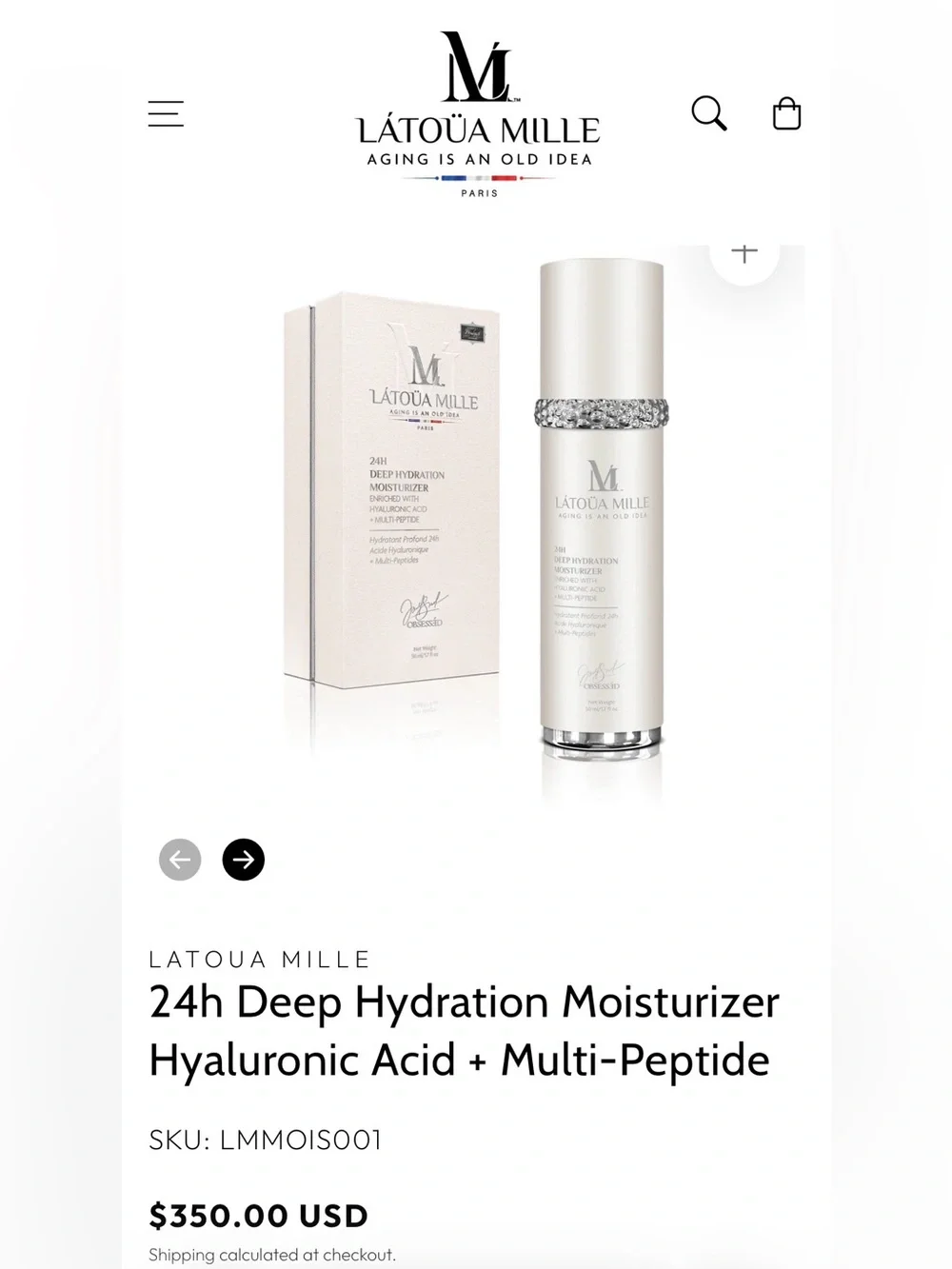 *NEW*1.7oz *L'Atoua Mille* 24H Deep Hydration Moisturizer - White